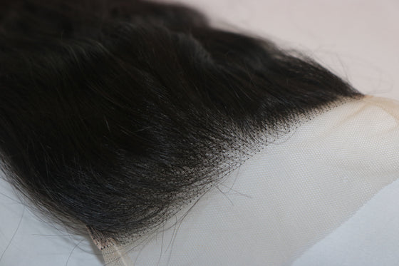 closue up of a 5x5 ultra thin transparent lace closure