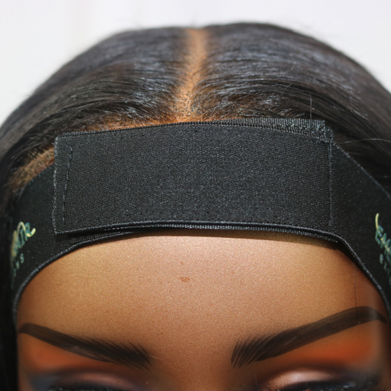 a black elastic hair band velcro
