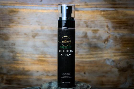 bottle of lace melting spray against wood background