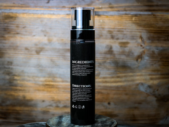 label on lace tint bottle showing ingredients and directions against a wood background